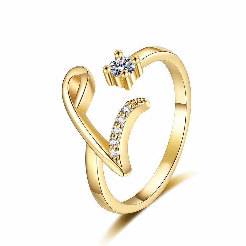 💎✨💍 Verstellbarer Glitzer-Buchstabenring für Damen – Funkelnder Personalisiert Schmuck