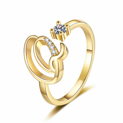 💎✨💍 Verstellbarer Glitzer-Buchstabenring für Damen – Funkelnder Personalisiert Schmuck