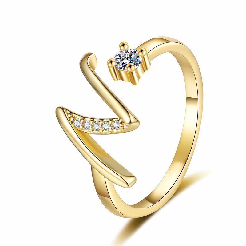 💎✨💍 Verstellbarer Glitzer-Buchstabenring für Damen – Funkelnder Personalisiert Schmuck
