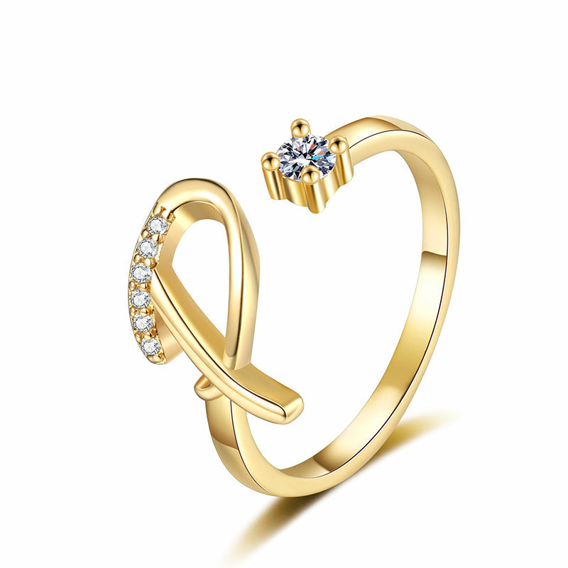 💎✨💍 Verstellbarer Glitzer-Buchstabenring für Damen – Funkelnder Personalisiert Schmuck