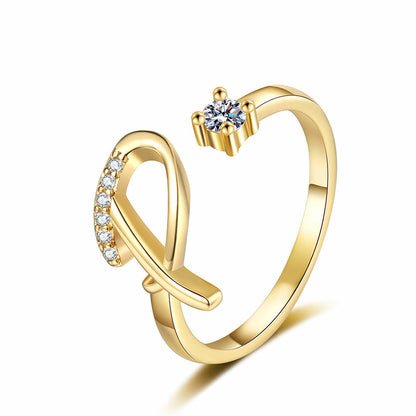 💎✨💍 Verstellbarer Glitzer-Buchstabenring für Damen – Funkelnder Personalisiert Schmuck