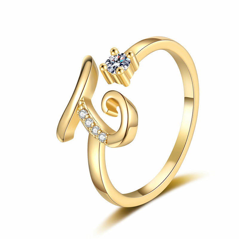💎✨💍 Verstellbarer Glitzer-Buchstabenring für Damen – Funkelnder Personalisiert Schmuck