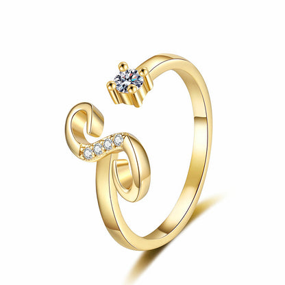 💎✨💍 Verstellbarer Glitzer-Buchstabenring für Damen – Funkelnder Personalisiert Schmuck