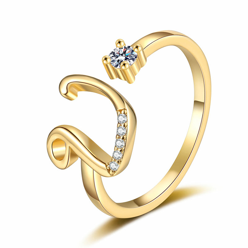 💎✨💍 Verstellbarer Glitzer-Buchstabenring für Damen – Funkelnder Personalisiert Schmuck