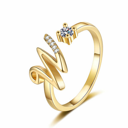 💎✨💍 Verstellbarer Glitzer-Buchstabenring für Damen – Funkelnder Personalisiert Schmuck