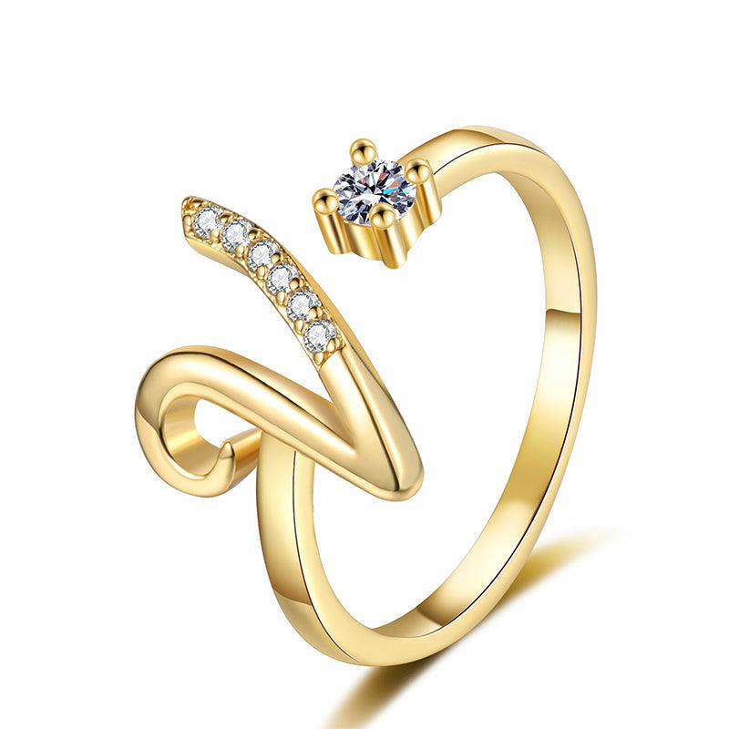 💎✨💍 Verstellbarer Glitzer-Buchstabenring für Damen – Funkelnder Personalisiert Schmuck
