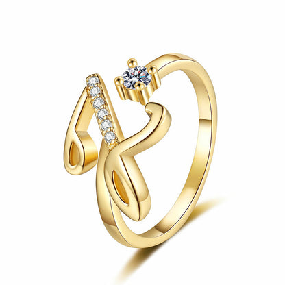 💎✨💍 Verstellbarer Glitzer-Buchstabenring für Damen – Funkelnder Personalisiert Schmuck