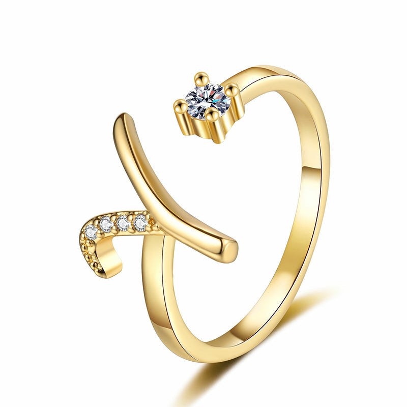 💎✨💍 Verstellbarer Glitzer-Buchstabenring für Damen – Funkelnder Personalisiert Schmuck