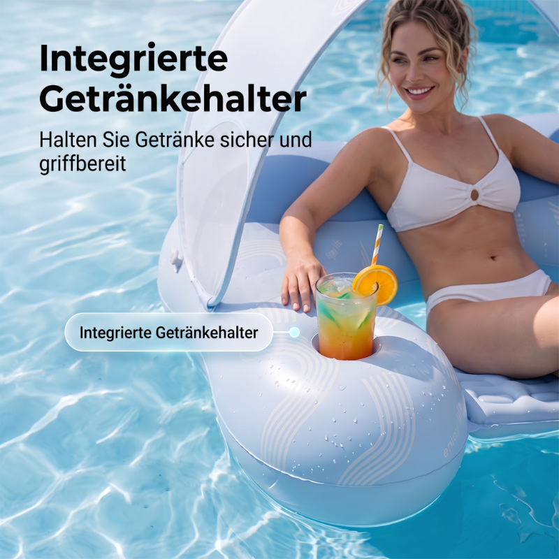 🔥Solange der Vorrat reicht 40 % Rabatt!🎉Aufblasbare Pool-Liege mit abnehmbarem Sonnendach