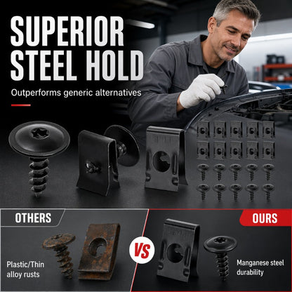 🔩 50% RABATT! 🚗 Universelles Auto-Metall-U-Clip- & Schraubenset – Rostfrei, vielseitig & einfach zu montieren – Ideal für Karosserie, Innenraum & Reparaturen 🛠️