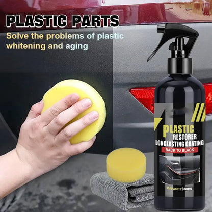 🚗✨ 50% RABATT! Schneller & langanhaltender Schwarzer Kunststoffpfleger – Für Stoßfänger, Verkleidungen, Türdichtungen & Innenraum – Frischt schwarze Kunststoffe auf & schützt vor UV 🌑