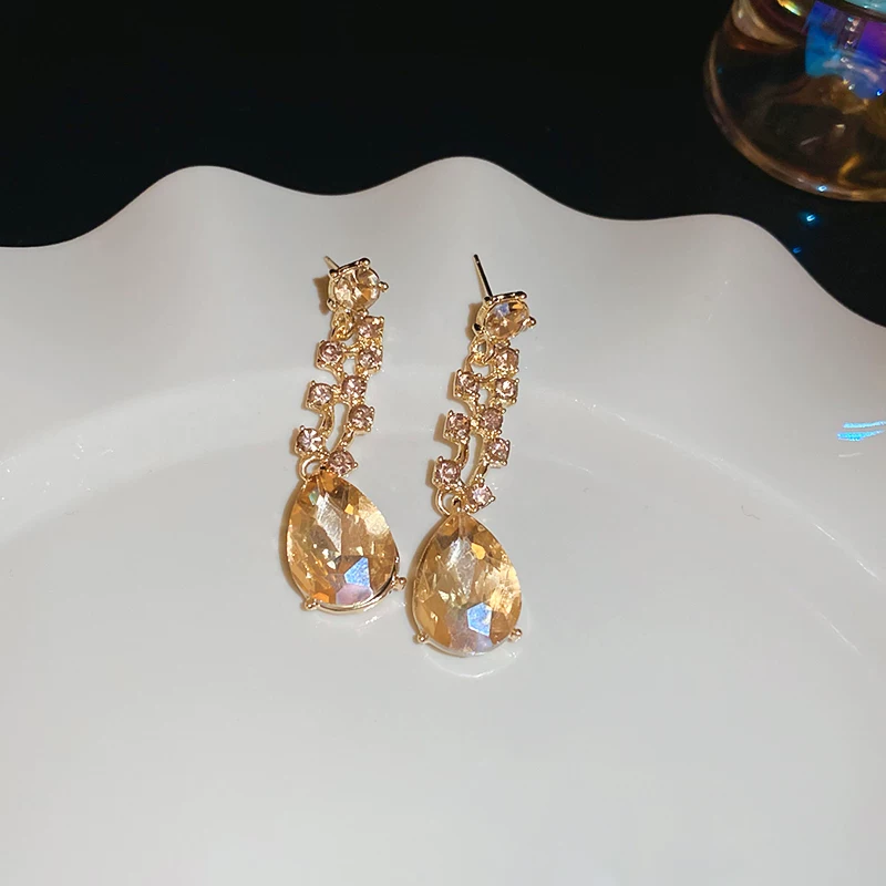 💛✨Eleganter gelber funkelnder Strass-Schmuck👑 Funkelnder Kristallschmuck für Party & Hochzeit