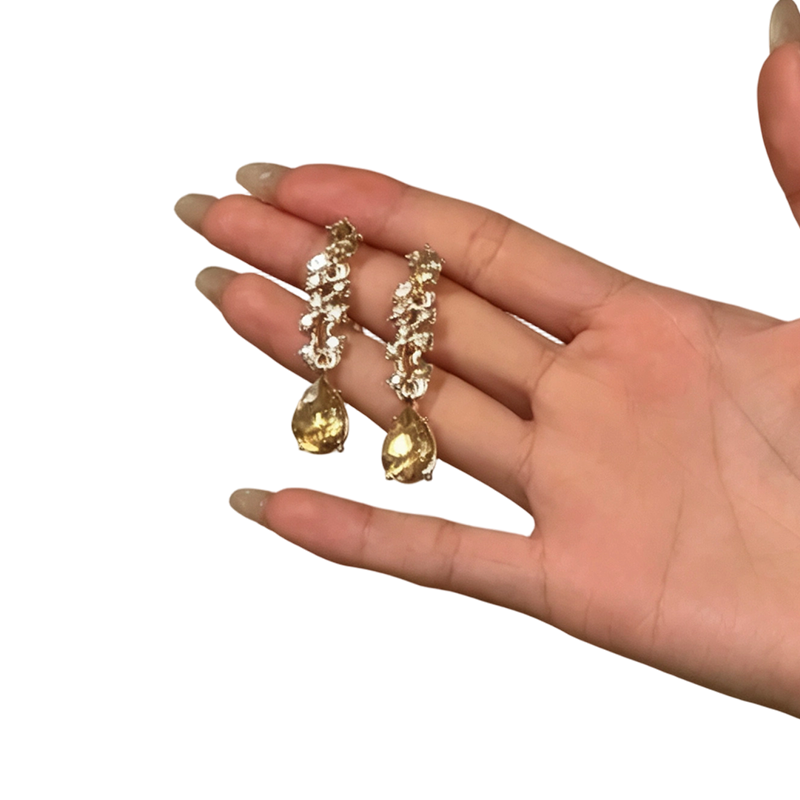💛✨Eleganter gelber funkelnder Strass-Schmuck👑 Funkelnder Kristallschmuck für Party & Hochzeit