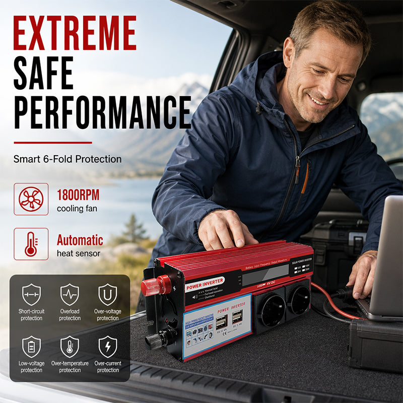🔋Hochleistungs-Kfz-Wechselrichter 12V ➡️ 230V Auto Spannungswandler für Camping & Autofahrten
