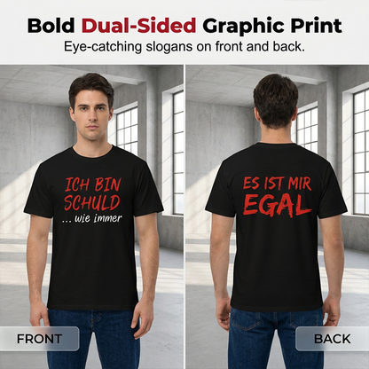 🔥Solange der Vorrat reicht 50% Rabatt!🎉Witziges deutsches Slogan-T-Shirt für Herren, schwarz, Kurzarm, Rundhalsausschnitt