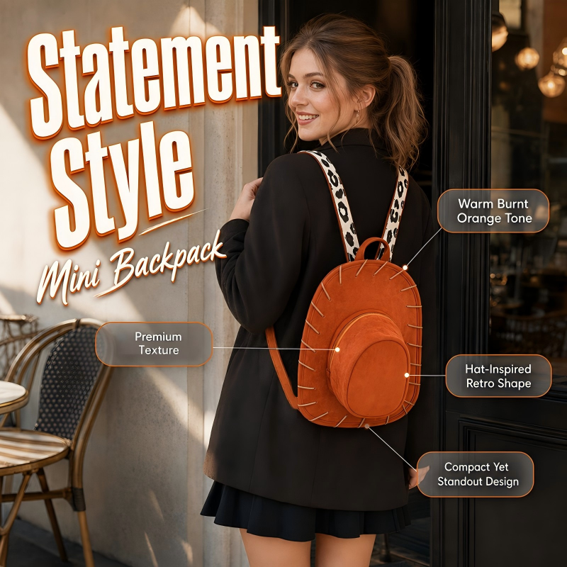 🌵🤠💫 Kreativer Cowboyhut-Rucksack für Damen – Einzigartiger Western Freizeitrucksack