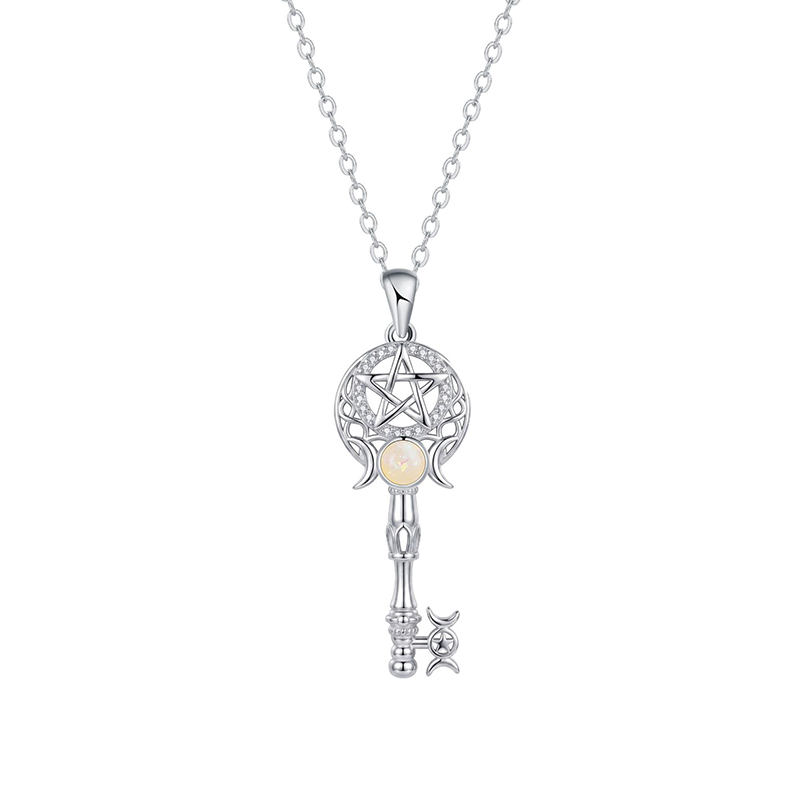 🔮🔑💖 Leuchtende Opal-Schlüssel-Halskette – zarte glänzende Opal Kette als Geschenkidee