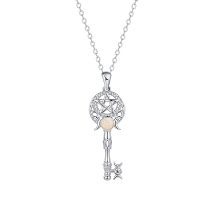 🔮🔑💖 Leuchtende Opal-Schlüssel-Halskette – zarte glänzende Opal Kette als Geschenkidee