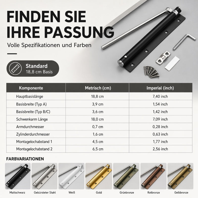 🚪🔧Verstellbarer automatischer Türschließer aus Edelstahl mit geräuschloser Dämpfung