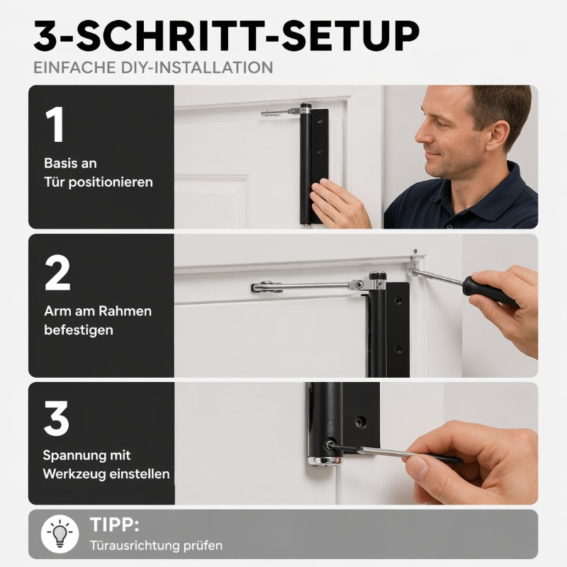 🚪🔧Verstellbarer automatischer Türschließer aus Edelstahl mit geräuschloser Dämpfung