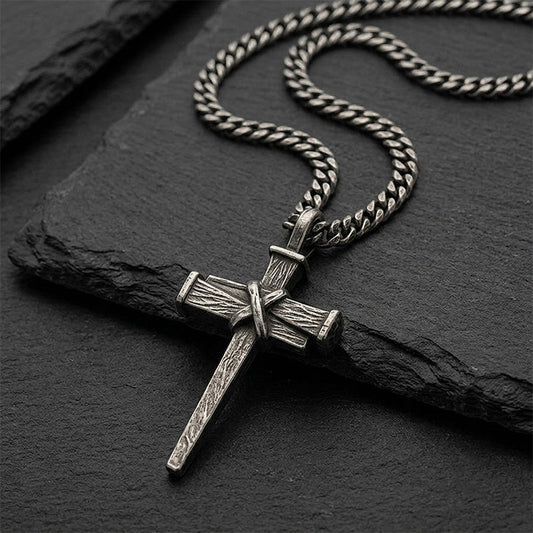 📢📢50% RABATT !!⏰Herren Vintage Nagel-Kreuz-Anhänger Halskette