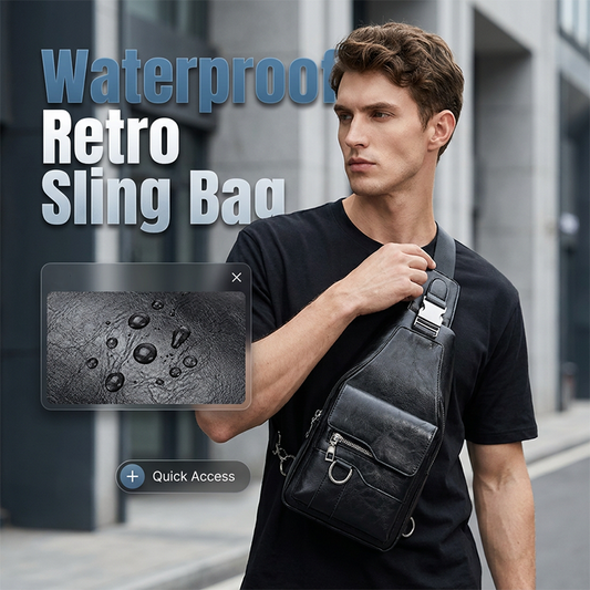 🧳Herren Retro Wasserdichte Kunstleder Umhängetasche / Brusttasche ✨Retro Herren Brusttasche wasserdicht