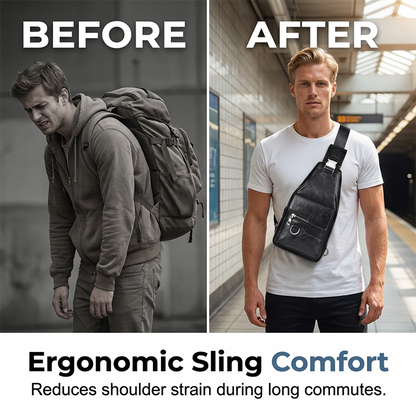 🧳Herren Retro Wasserdichte Kunstleder Umhängetasche / Brusttasche ✨Retro Herren Brusttasche wasserdicht