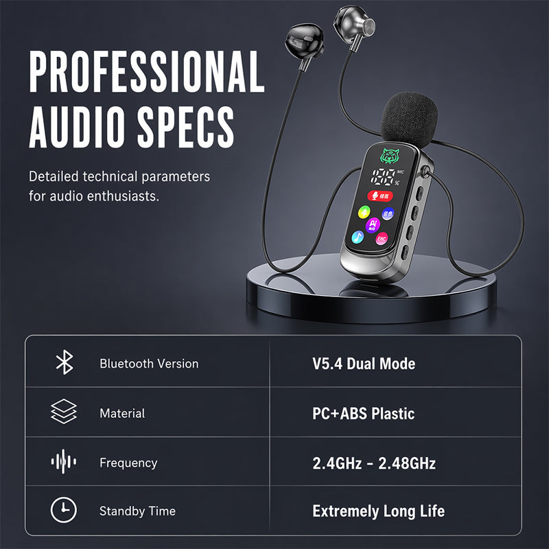🎤🔊📶 Bluetooth Karaoke Headset mit sicherem Kragenfederclip, leichtes drahtloses Gesangsheadset für Live & Unterricht
