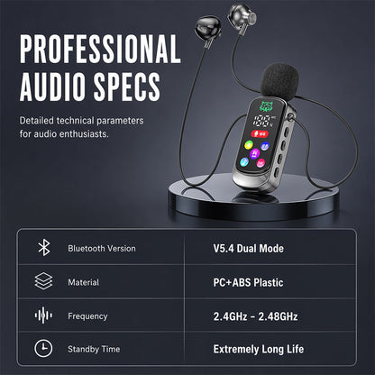 🎤🔊📶 Bluetooth Karaoke Headset mit sicherem Kragenfederclip, leichtes drahtloses Gesangsheadset für Live & Unterricht