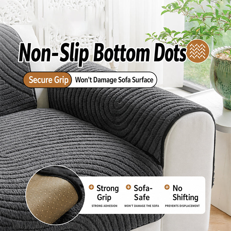 ❄️🛋️🧸 Weiche Baumwoll-Samt Winter-Sofakissen | Rutschfeste dicke Plüsch Sofaabdeckung, warmer kuscheliger Sofa-Bezug für dein Wohnzimmer