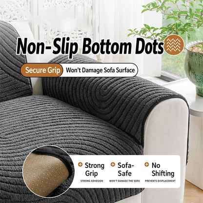 ❄️🛋️🧸 Weiche Baumwoll-Samt Winter-Sofakissen | Rutschfeste dicke Plüsch Sofaabdeckung, warmer kuscheliger Sofa-Bezug für dein Wohnzimmer