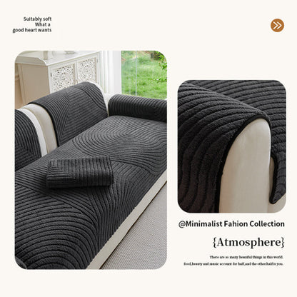 ❄️🛋️🧸 Weiche Baumwoll-Samt Winter-Sofakissen | Rutschfeste dicke Plüsch Sofaabdeckung, warmer kuscheliger Sofa-Bezug für dein Wohnzimmer