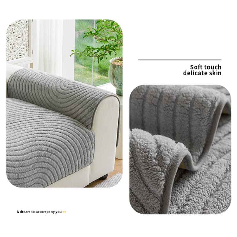 ❄️🛋️🧸 Weiche Baumwoll-Samt Winter-Sofakissen | Rutschfeste dicke Plüsch Sofaabdeckung, warmer kuscheliger Sofa-Bezug für dein Wohnzimmer