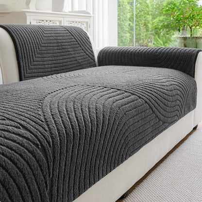❄️🛋️🧸 Weiche Baumwoll-Samt Winter-Sofakissen | Rutschfeste dicke Plüsch Sofaabdeckung, warmer kuscheliger Sofa-Bezug für dein Wohnzimmer