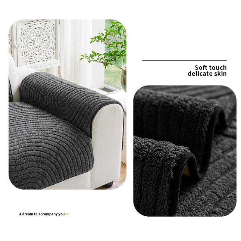 ❄️🛋️🧸 Weiche Baumwoll-Samt Winter-Sofakissen | Rutschfeste dicke Plüsch Sofaabdeckung, warmer kuscheliger Sofa-Bezug für dein Wohnzimmer
