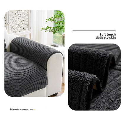 ❄️🛋️🧸 Weiche Baumwoll-Samt Winter-Sofakissen | Rutschfeste dicke Plüsch Sofaabdeckung, warmer kuscheliger Sofa-Bezug für dein Wohnzimmer