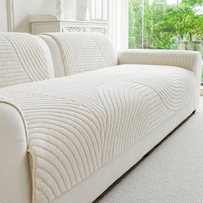 ❄️🛋️🧸 Weiche Baumwoll-Samt Winter-Sofakissen | Rutschfeste dicke Plüsch Sofaabdeckung, warmer kuscheliger Sofa-Bezug für dein Wohnzimmer