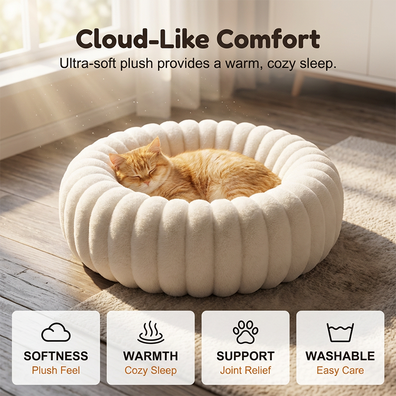 🐱50% RABATT💤 Ultraweicher runder Beruhigungskorb für Katzen und Hunde – Erhöhter Rand, gemütliches Nest für erholsame Nickerchen 🐶☁️