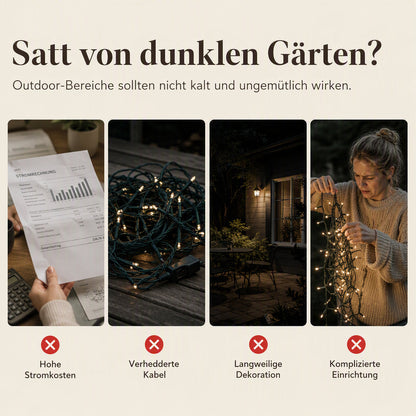 ✨🌿Solarbetriebene Weidenblatt‑Hängelichterkette ☀️ Garten Deko Lichtervorhang für Außen