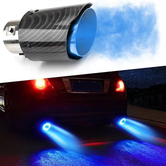 🚗 50% RABATT! 🔥 LED-Auspuffspitze – Rot/blau, Feuereffekt & Carbon-Optik ✨