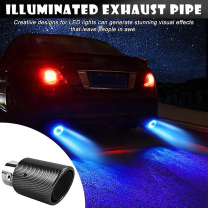 🚗 50% RABATT! 🔥 LED-Auspuffspitze – Rot/blau, Feuereffekt & Carbon-Optik ✨