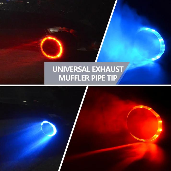 🚗 50% RABATT! 🔥 LED-Auspuffspitze – Rot/blau, Feuereffekt & Carbon-Optik ✨