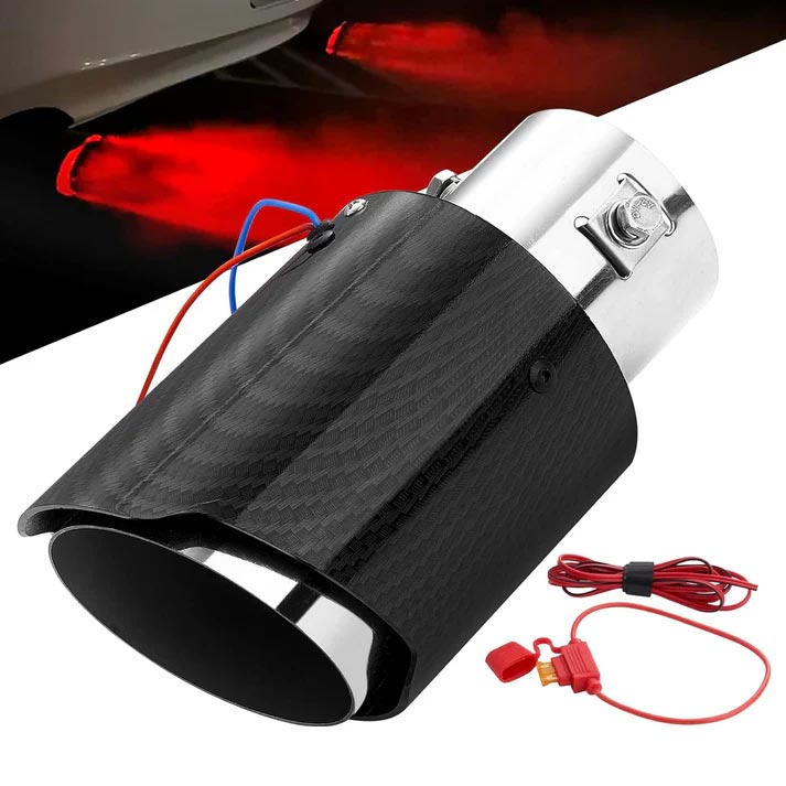 🚗 50% RABATT! 🔥 LED-Auspuffspitze – Rot/blau, Feuereffekt & Carbon-Optik ✨