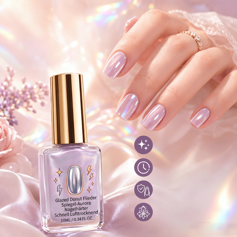 💅 KAUFE 2, ERHALTE 1 GRATIS! ✨ Fliederfarbener glänzender Nagelhärter – Spiegelglanz-Effekt, schnell trocknend & stärkend – Für gesunde, strahlende Nägel zu Hause 🌸
