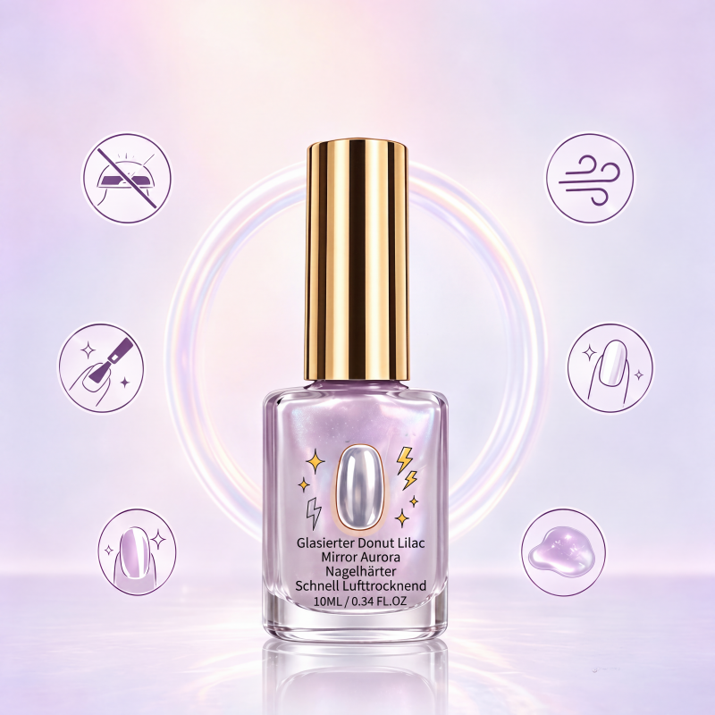 💅 KAUFE 2, ERHALTE 1 GRATIS! ✨ Fliederfarbener glänzender Nagelhärter – Spiegelglanz-Effekt, schnell trocknend & stärkend – Für gesunde, strahlende Nägel zu Hause 🌸