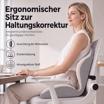 🔥🪑 Ergonomisches Sitzkissen aus Memory‑Schaum 🛡️ Mit integrierter Rückenstütze 💆‍♂️ Orthopädischer Komfort für Bürostuhl, Auto & Homeoffice