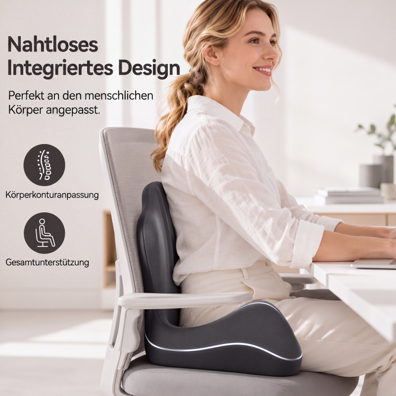 🔥🪑 Ergonomisches Sitzkissen aus Memory‑Schaum 🛡️ Mit integrierter Rückenstütze 💆‍♂️ Orthopädischer Komfort für Bürostuhl, Auto & Homeoffice