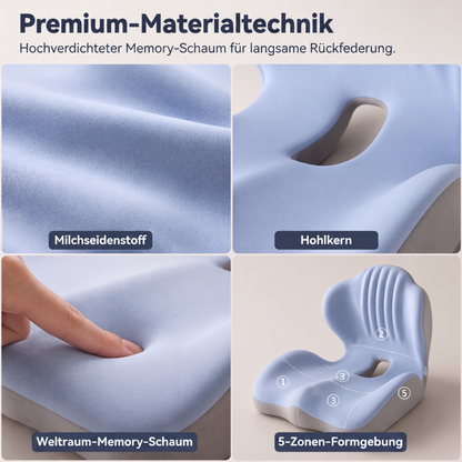 🔥🪑 Ergonomisches Sitzkissen aus Memory‑Schaum 🛡️ Mit integrierter Rückenstütze 💆‍♂️ Orthopädischer Komfort für Bürostuhl, Auto & Homeoffice