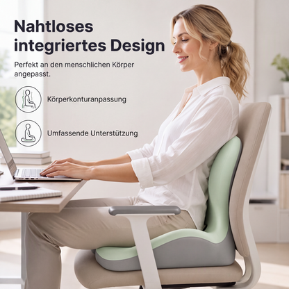 🔥🪑 Ergonomisches Sitzkissen aus Memory‑Schaum 🛡️ Mit integrierter Rückenstütze 💆‍♂️ Orthopädischer Komfort für Bürostuhl, Auto & Homeoffice