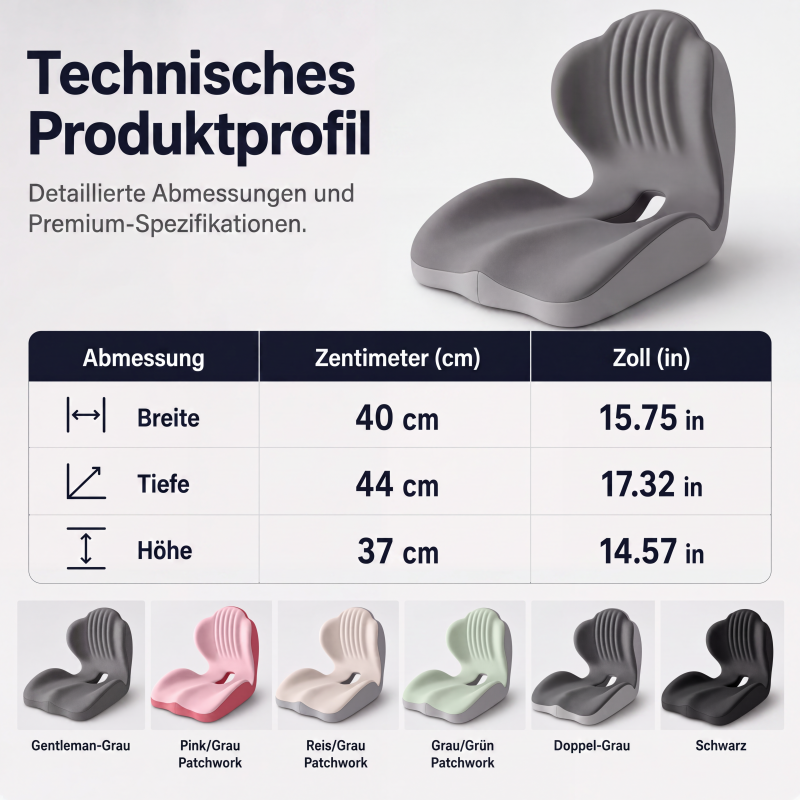 🔥🪑 Ergonomisches Sitzkissen aus Memory‑Schaum 🛡️ Mit integrierter Rückenstütze 💆‍♂️ Orthopädischer Komfort für Bürostuhl, Auto & Homeoffice